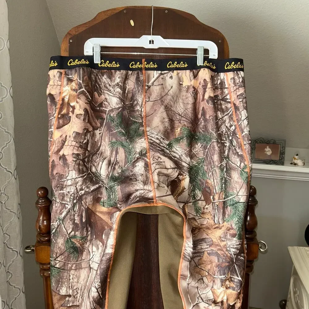 CABELA'S 2XL THERMAL HEAVY WEIGHT BASE LAYER PANTS HUNTING real tree camo